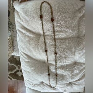 Vintage Smokey Quartz Gold Metal Necklace